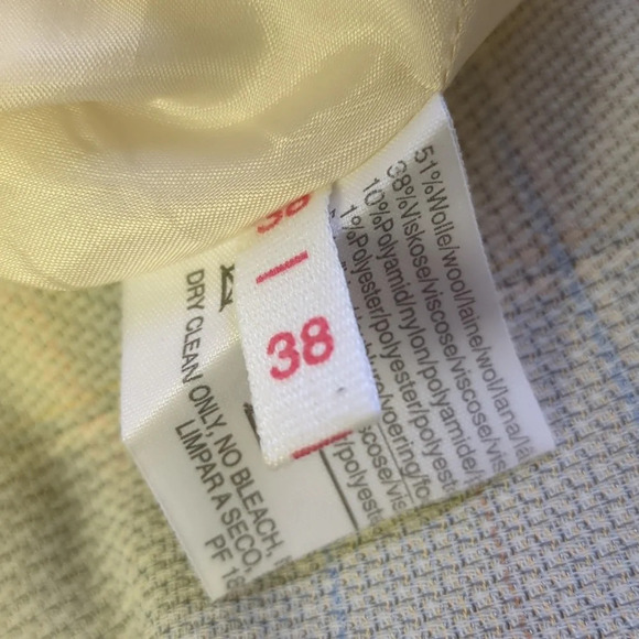 Louis Feraud Set Neutral Plaid Vanilla Girl Blazer & Skirt Size 8/EU 38 - Picture 13 of 15